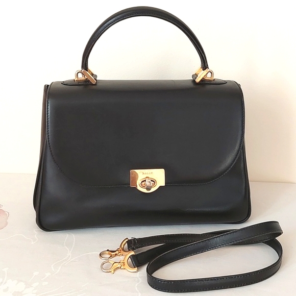Bally Handbags - Vintage bally top handle black leather bag